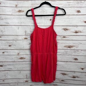 Express Coral Pink Ruffle Tank Shorts Romper